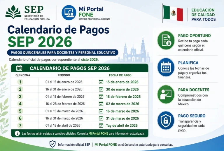 calendario de pago sep 2026