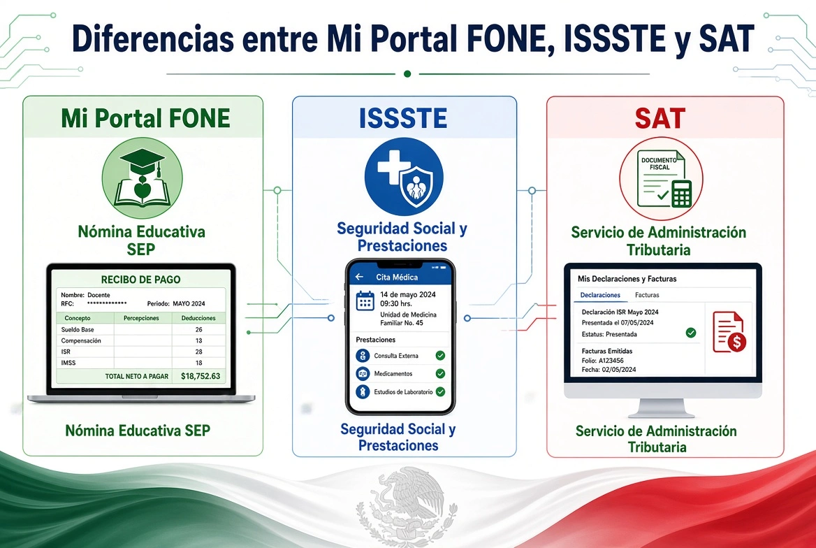 diferencia mi portal fone issste sat