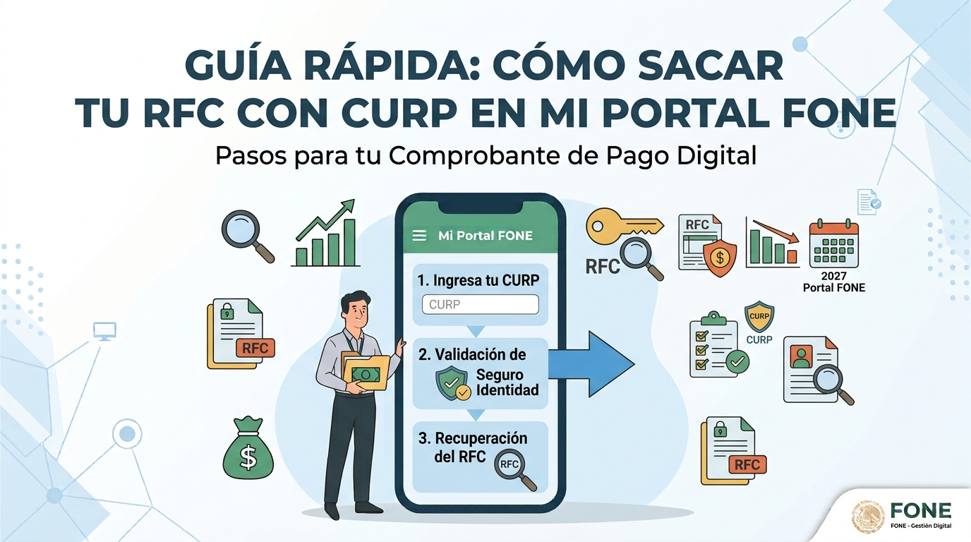 Guía rápida para sacar tu RFC con CURP en Mi Portal FONE y consultar el RFC para trámites